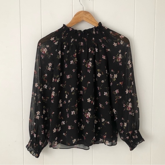 Madewell Floral High Neck Ruffle Balloon Sleeve Blouse Top - Picture 6 of 12